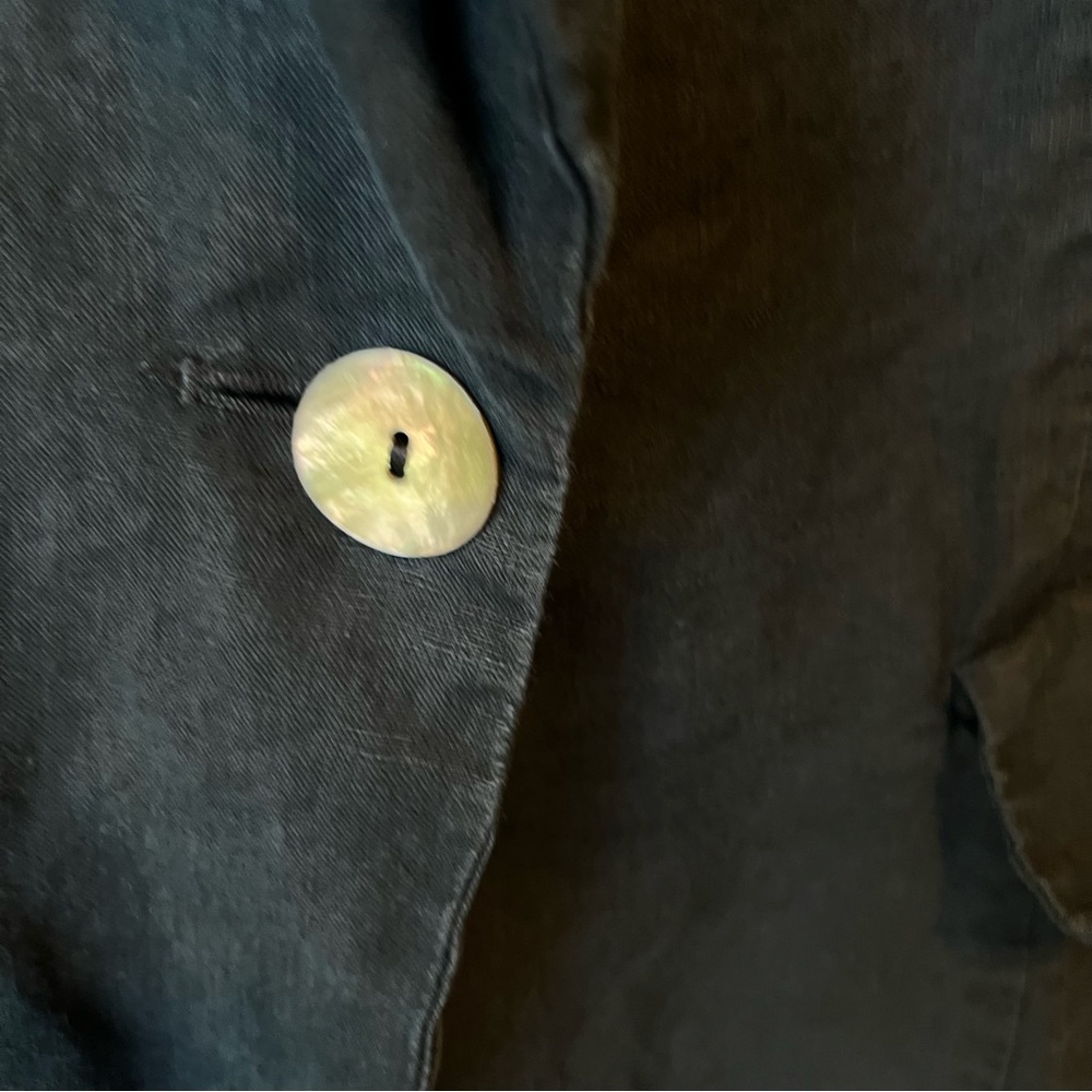 J Jill Linen blazer jacket M Single button Black Pockets Breathable Lightweight - Picture 4 of 8